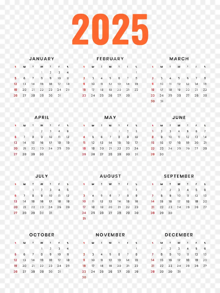 Calendario 2025，Año PNG