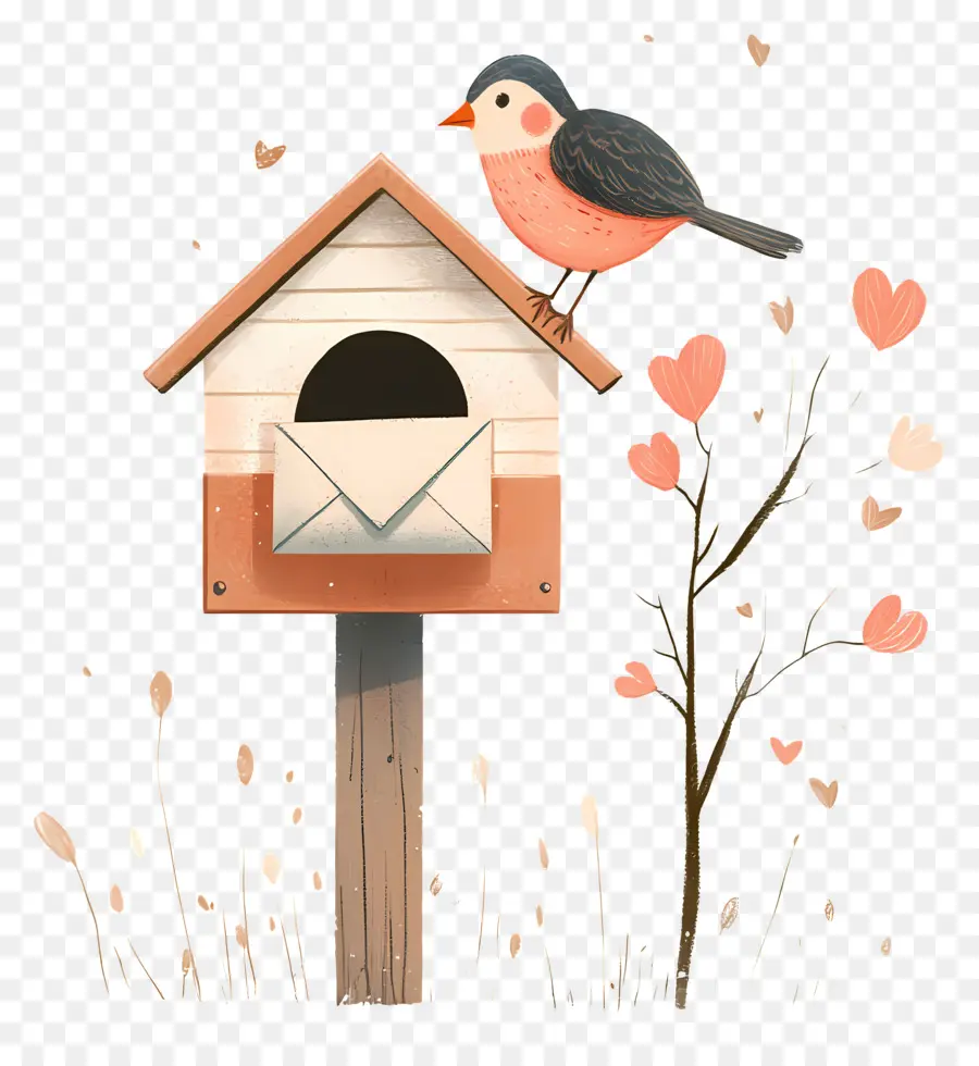 Correo De Amor，Pájaro En El Buzón PNG