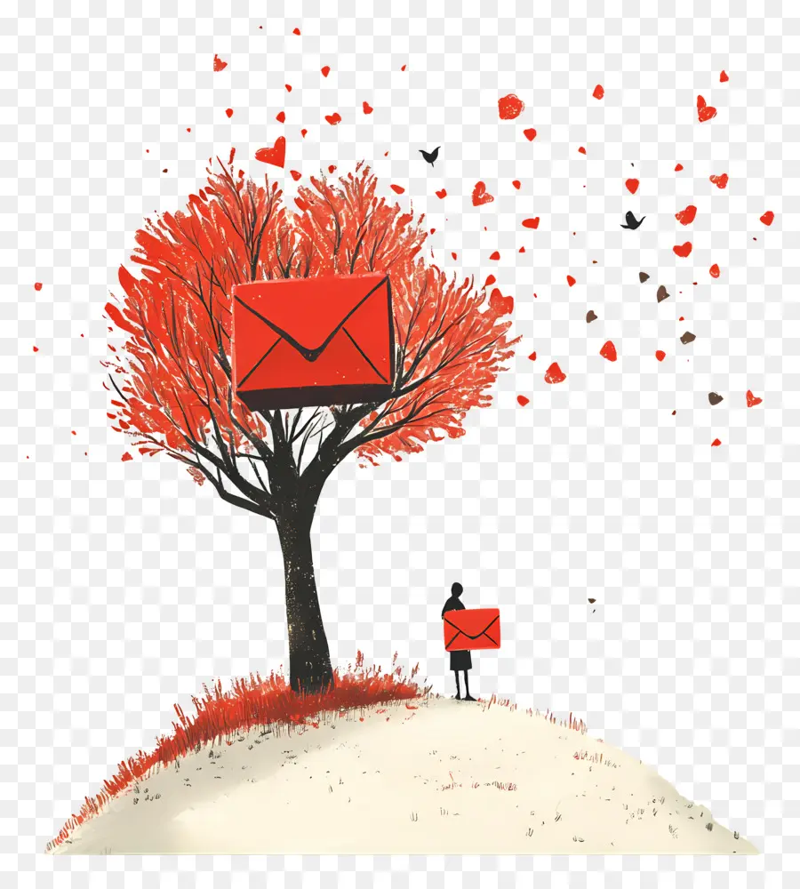 Correo De Amor，árbol Con Sobres PNG