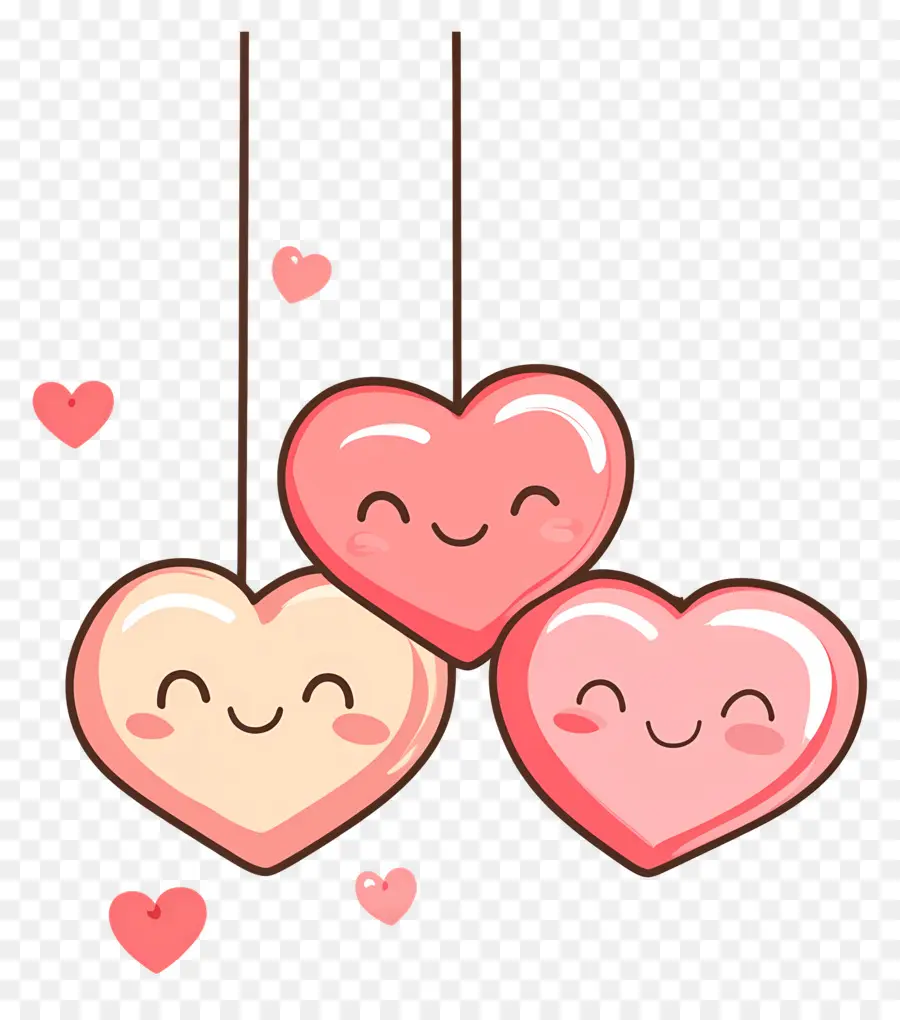 Amor Colgante，Corazones Sonrientes PNG