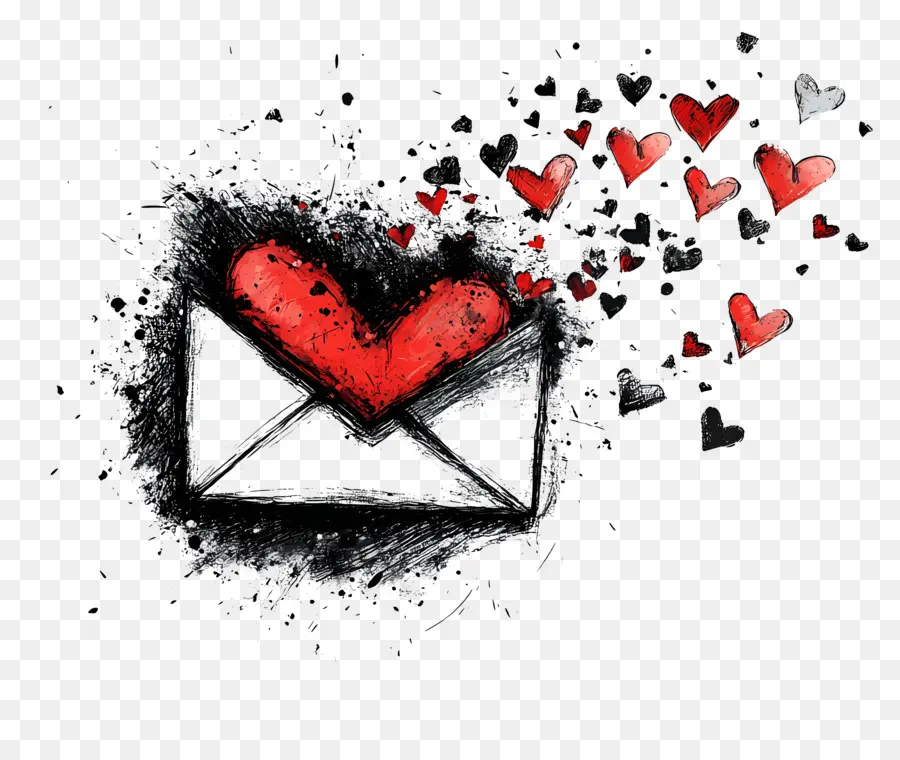 Correo De Amor，Sobre Con Corazones PNG