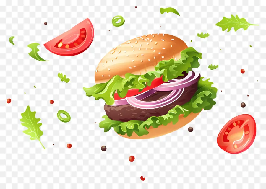 Hamburguesa Flotante，Hamburguesa Realista PNG