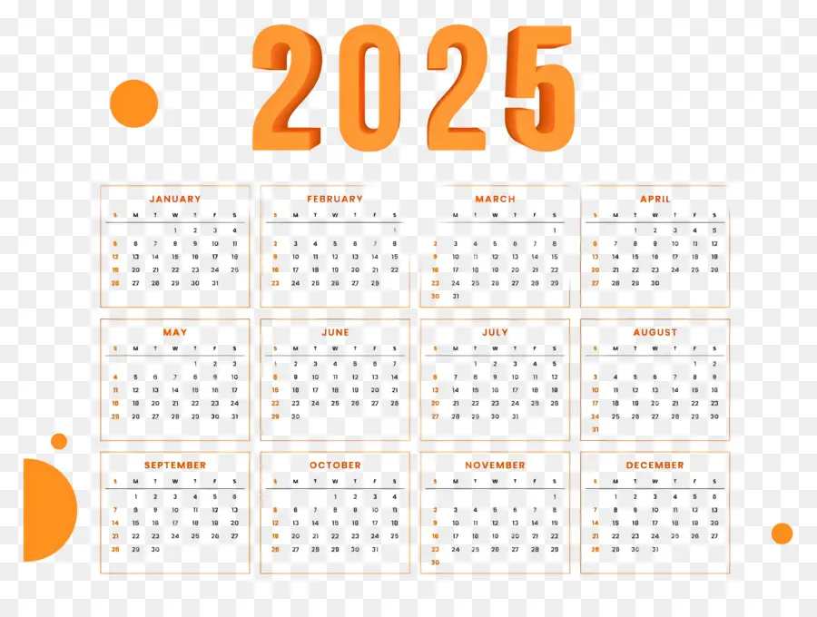 Calendario 2025，Año PNG