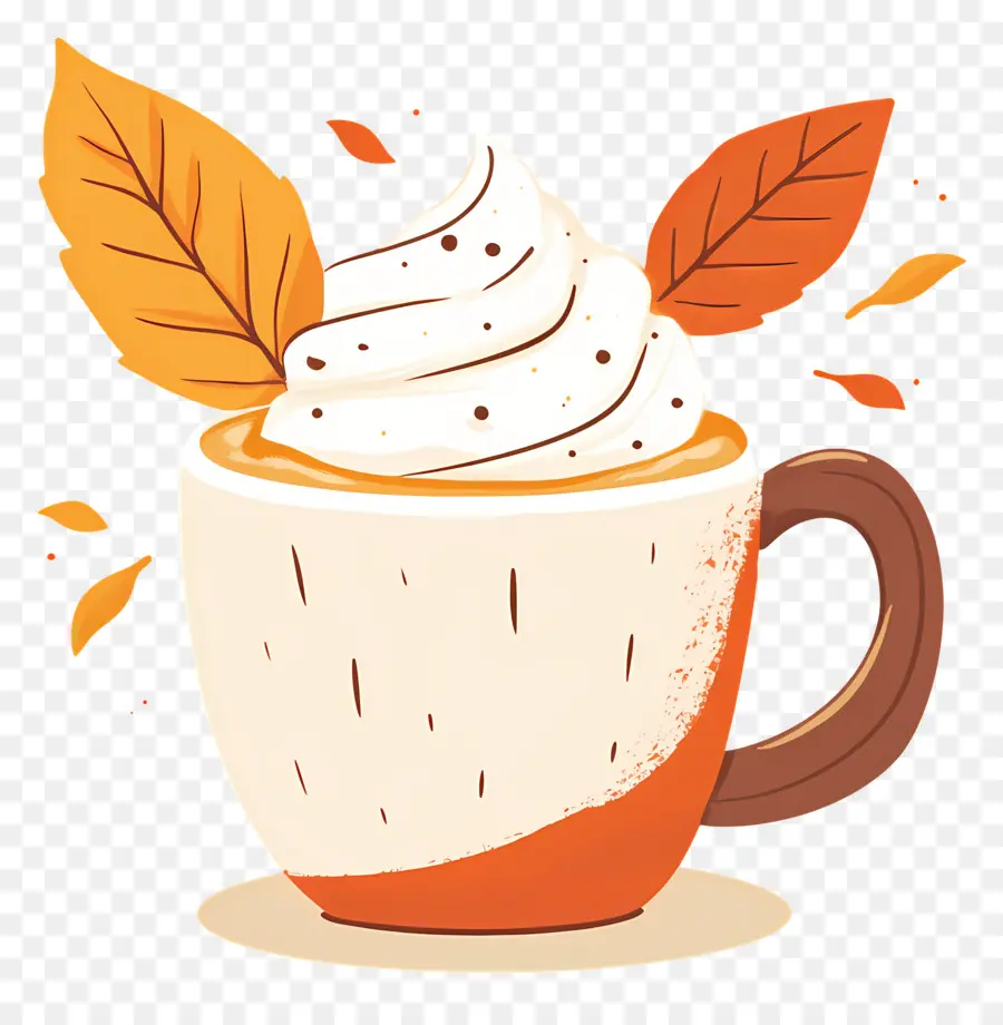 Café De Otoño，Taza Con Crema Batida PNG