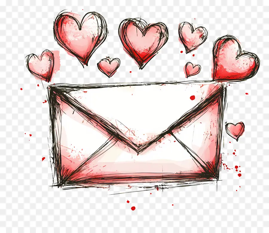 Correo De Amor，Sobre Con Corazones PNG