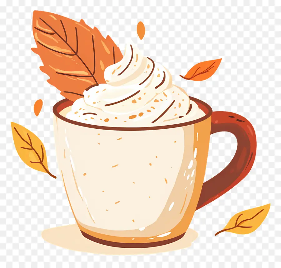 Café De Otoño，Taza Con Crema Batida PNG