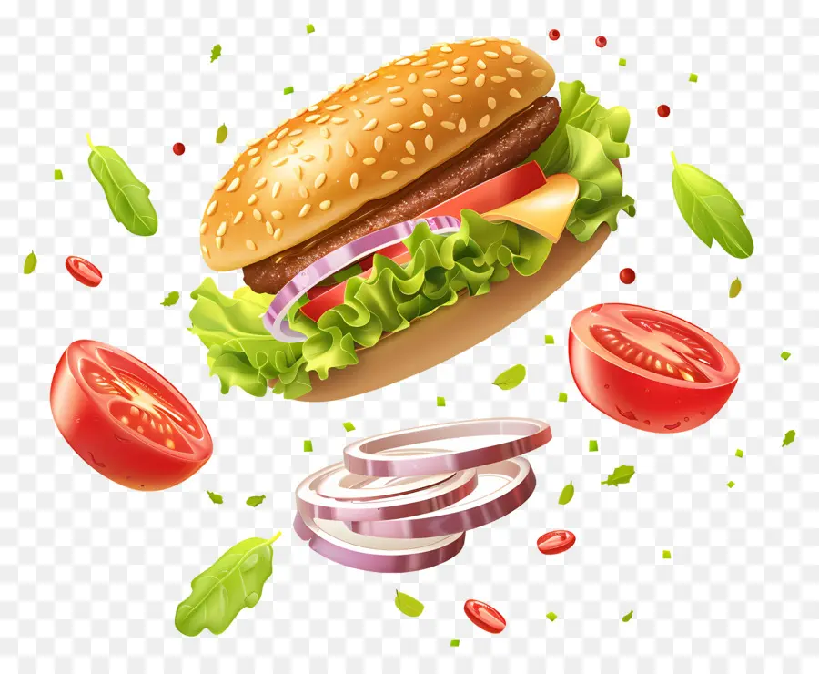 Hamburguesa Flotante，Hamburguesa Realista PNG