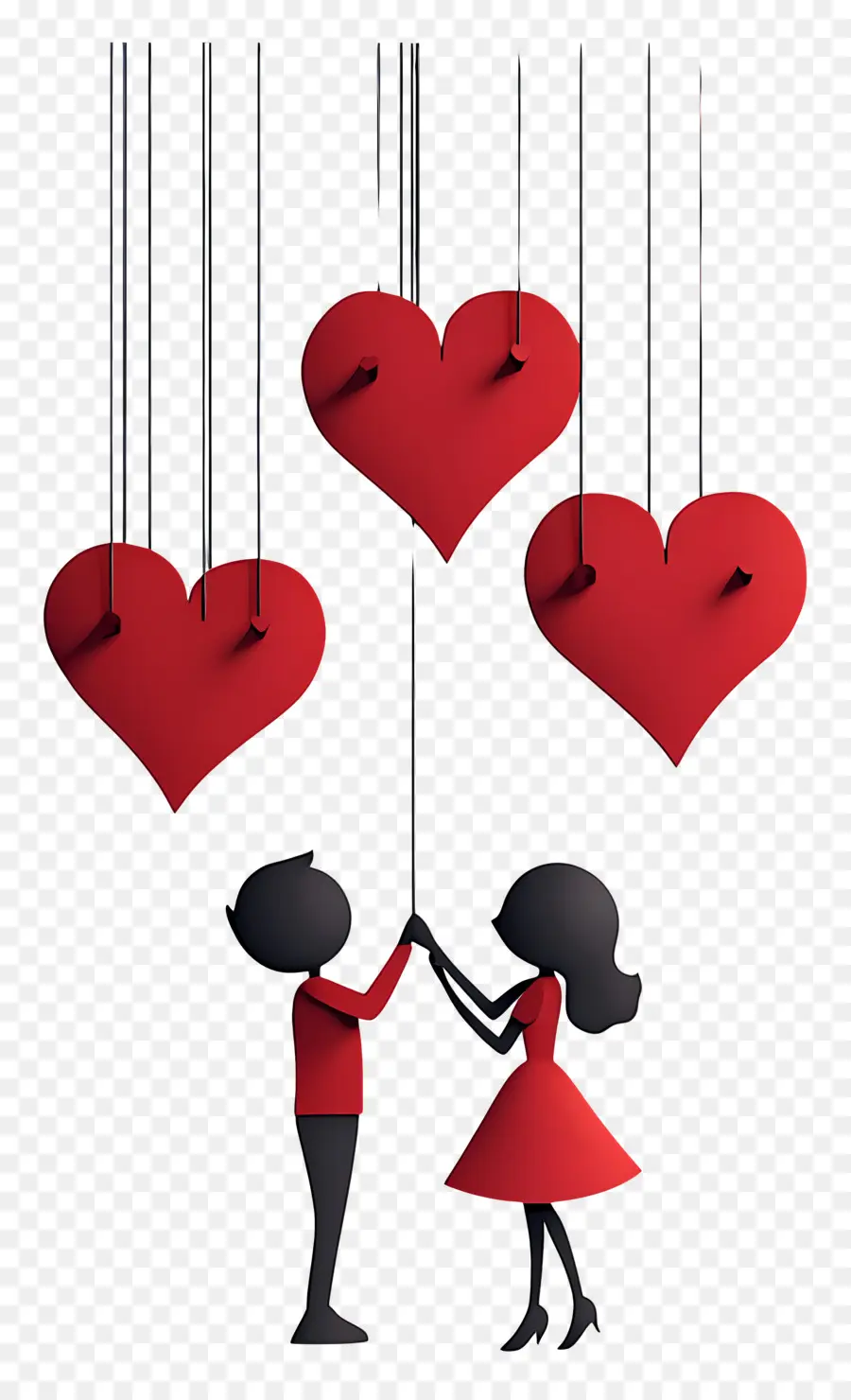 Amor Colgante，Pareja Con Corazones PNG