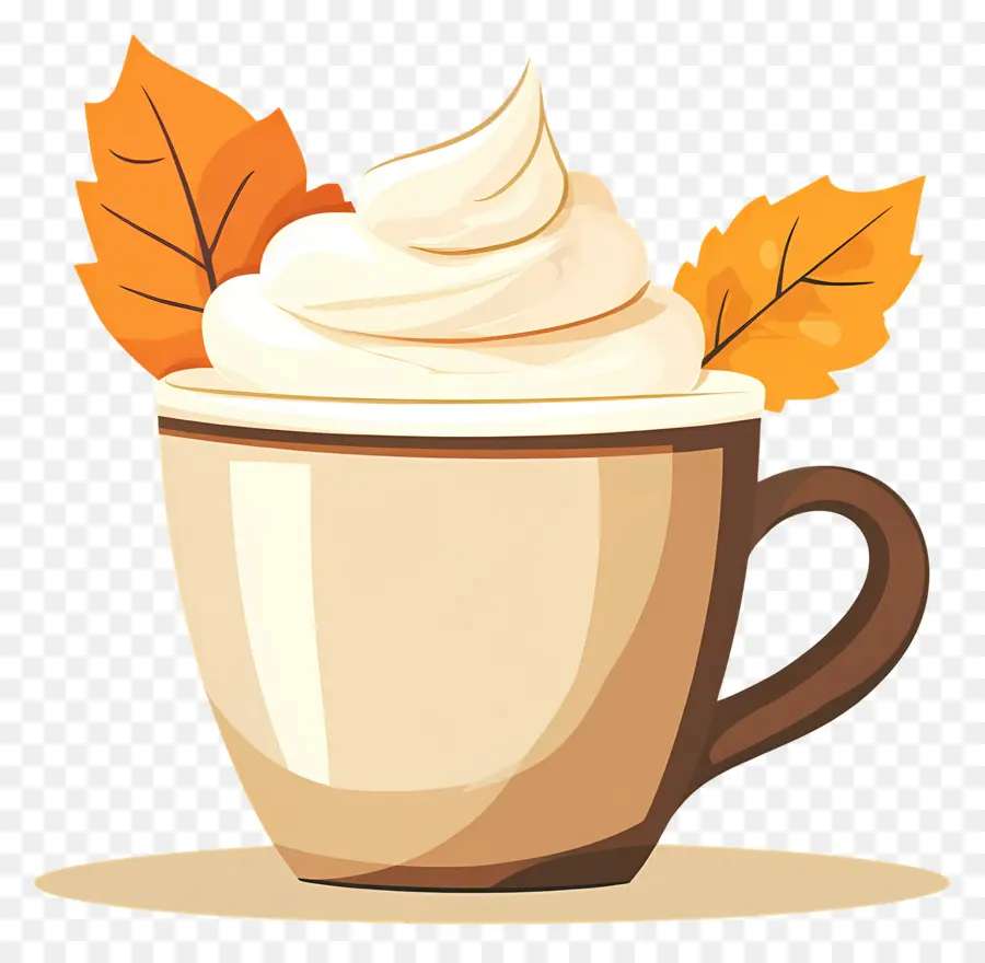 Café De Otoño，Taza Con Crema Batida PNG