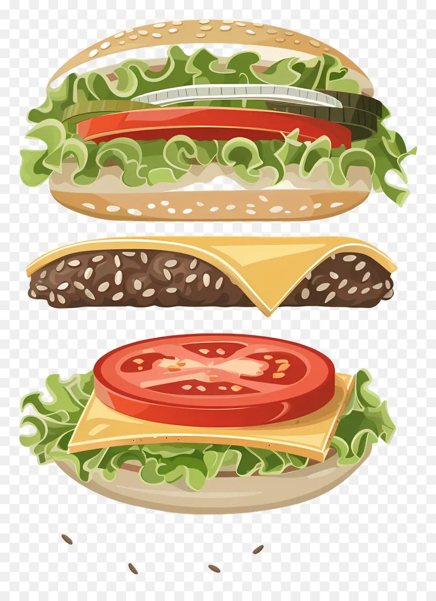 Hamburguesa Flotante，Ingredientes De La Hamburguesa PNG