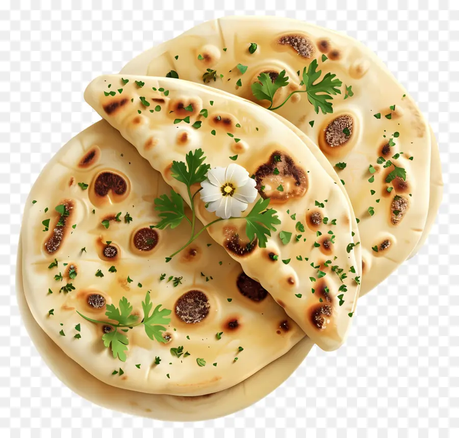 Pan Naan，Pan Plano Con Hierbas PNG