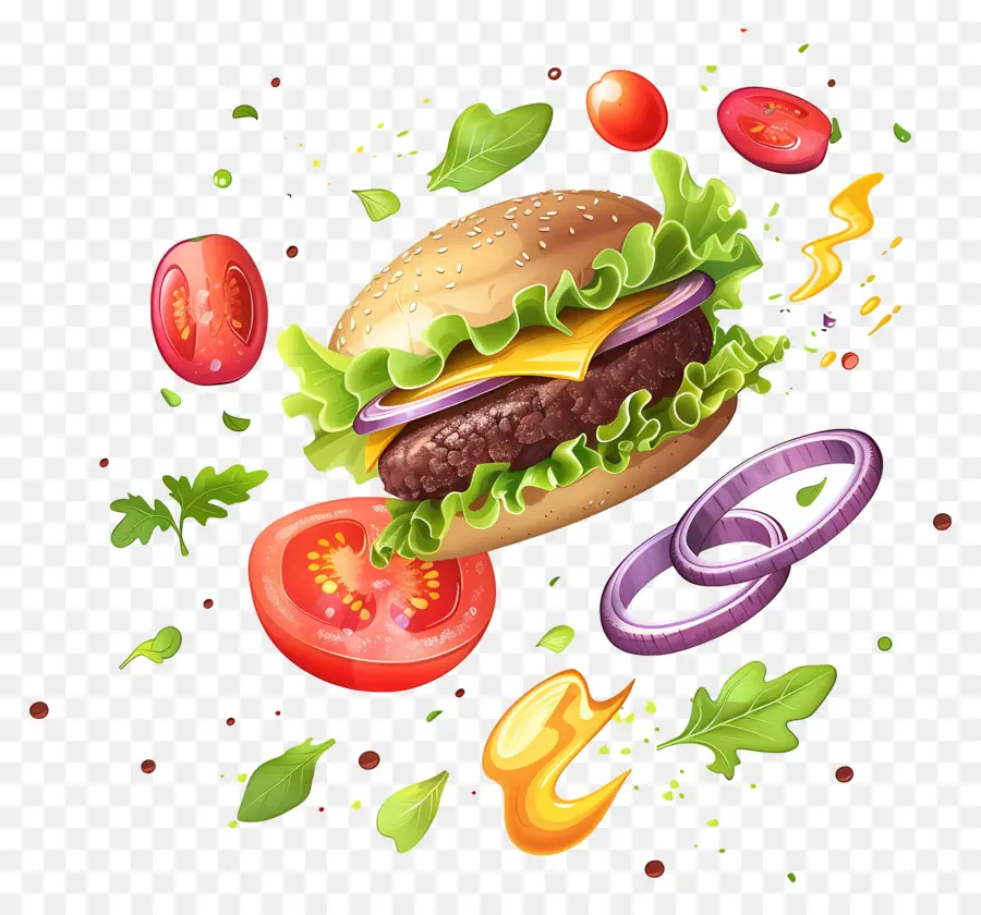 Hamburguesa Flotante，Hamburguesa Realista PNG