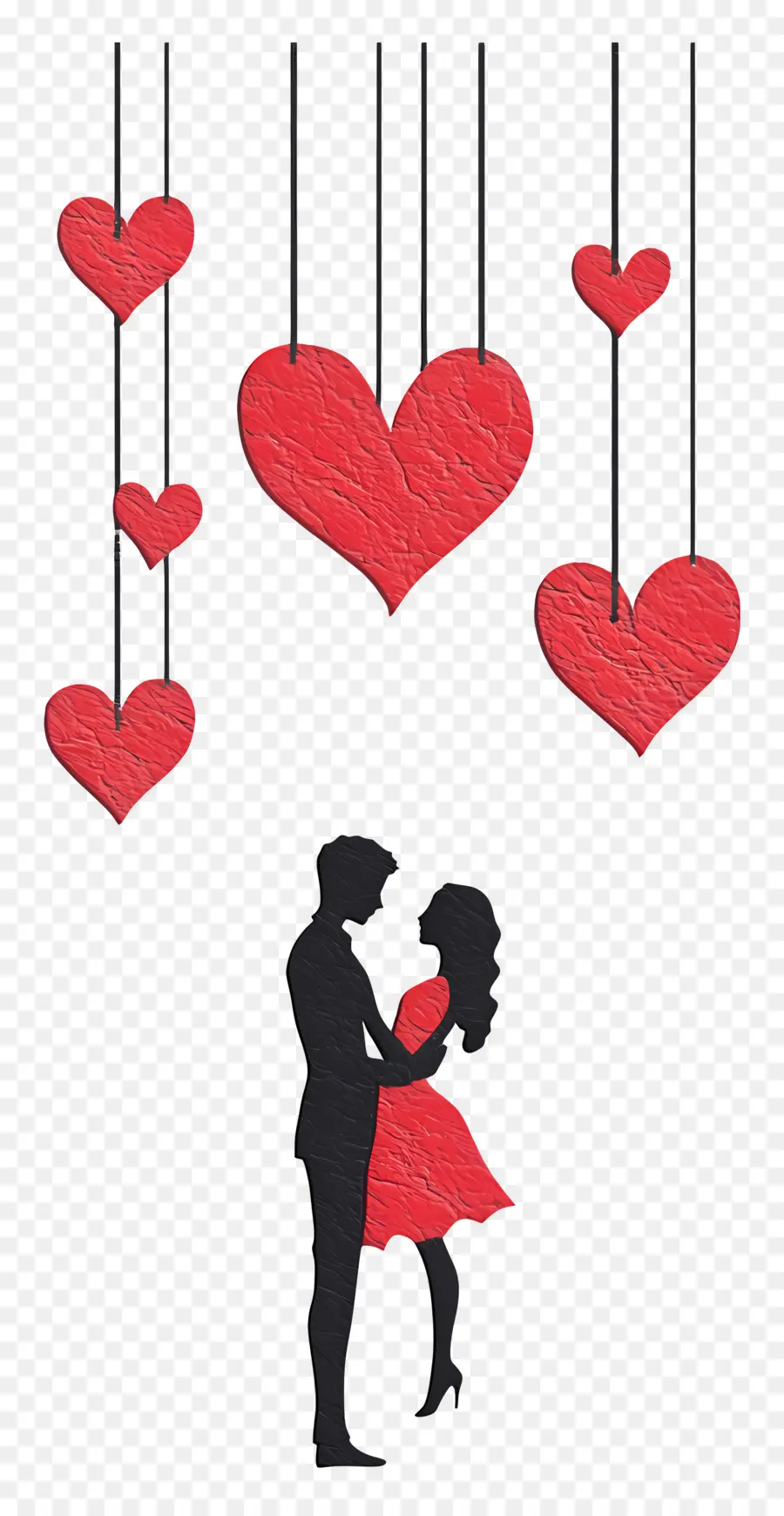 Amor Colgante，Pareja Con Corazones PNG