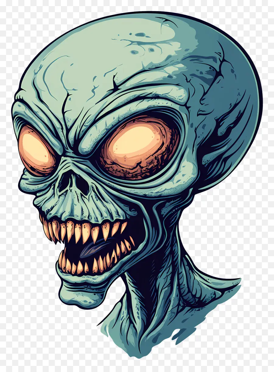 Alienígena Aterrador，Cabeza Alienígena PNG