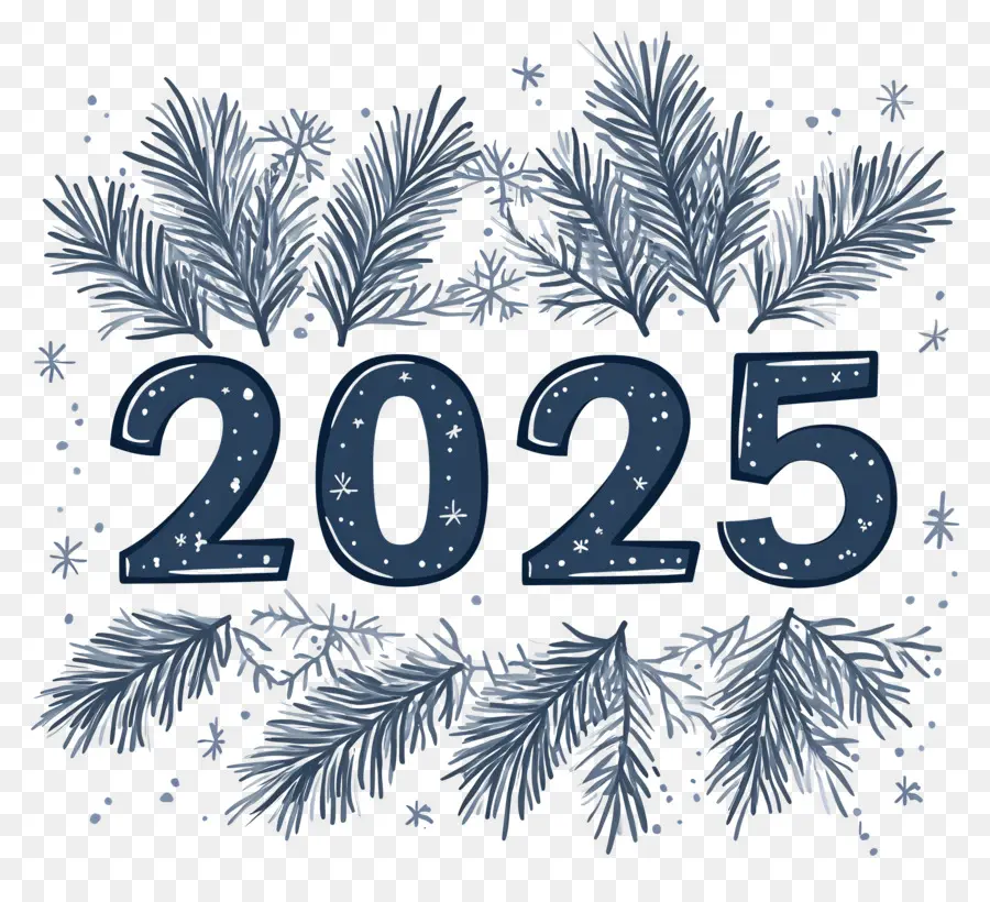 2025 Año Nuevo，2025 Con Ramas De Pino PNG