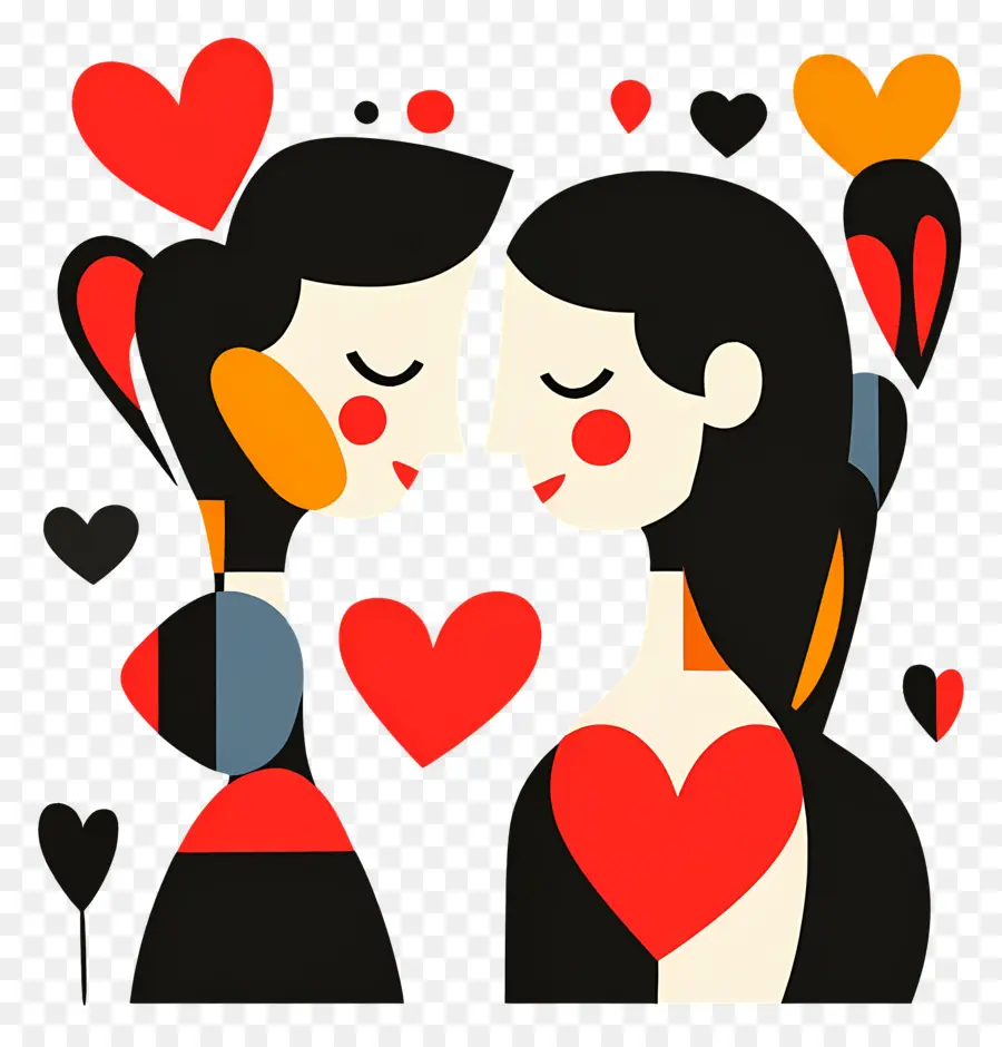 Lindo Amor，Pareja Abstracta Con Corazones PNG