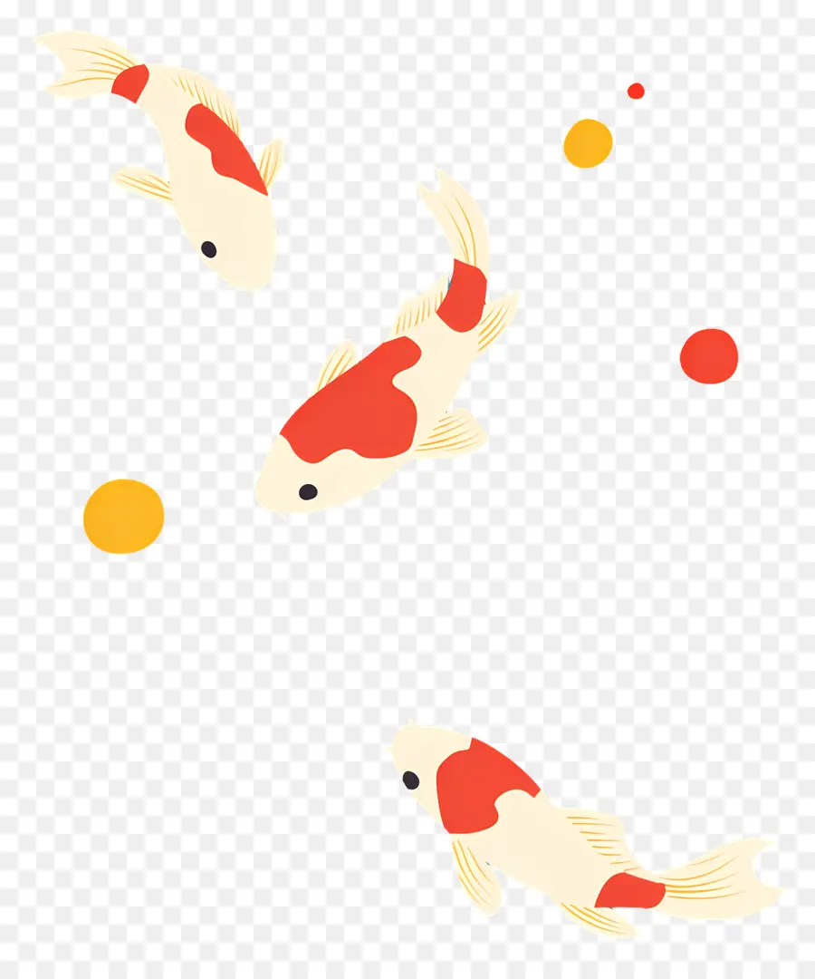 Pez Koi，Tres Peces Koi Simples PNG