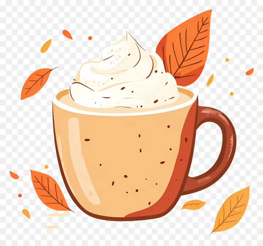 Café De Otoño，Taza Con Crema Batida PNG