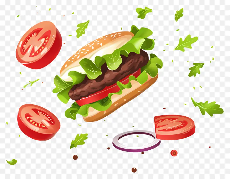 Hamburguesa Flotante，Hamburguesa Realista PNG