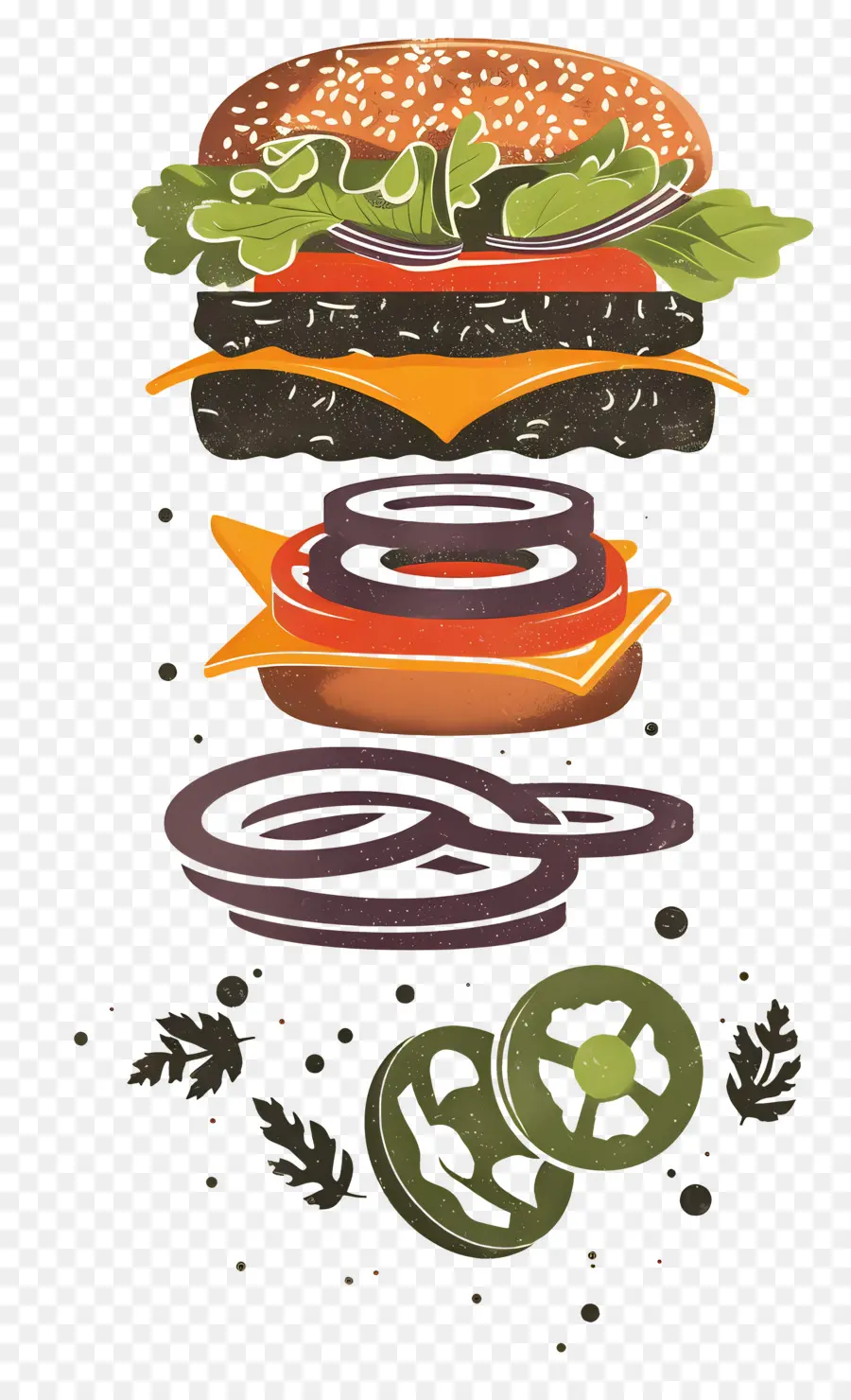 Hamburguesa Flotante，Hamburguesa Explotada PNG