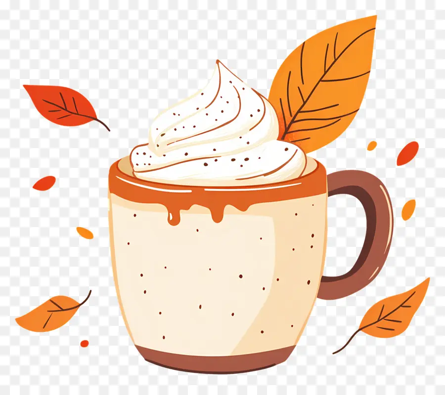 Café De Otoño，Taza Con Crema Batida PNG