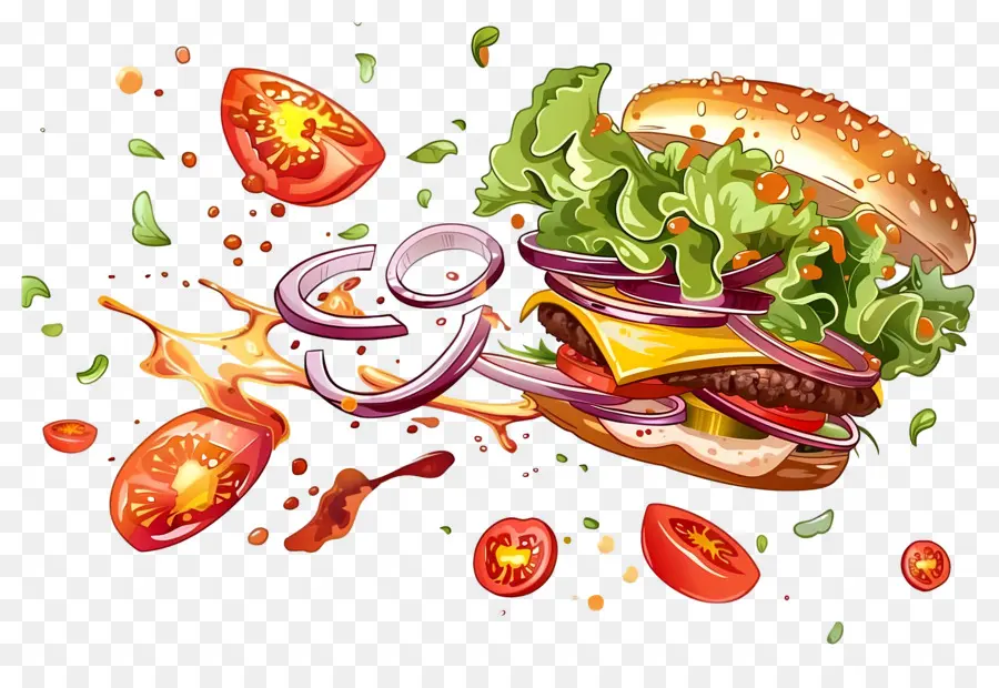 Hamburguesa Flotante，Hamburguesa Dinámica PNG