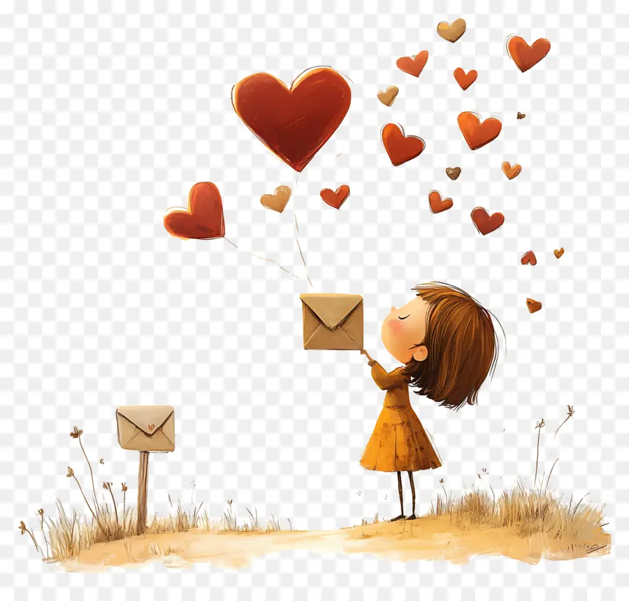 Correo De Amor，Chica Con Sobre PNG