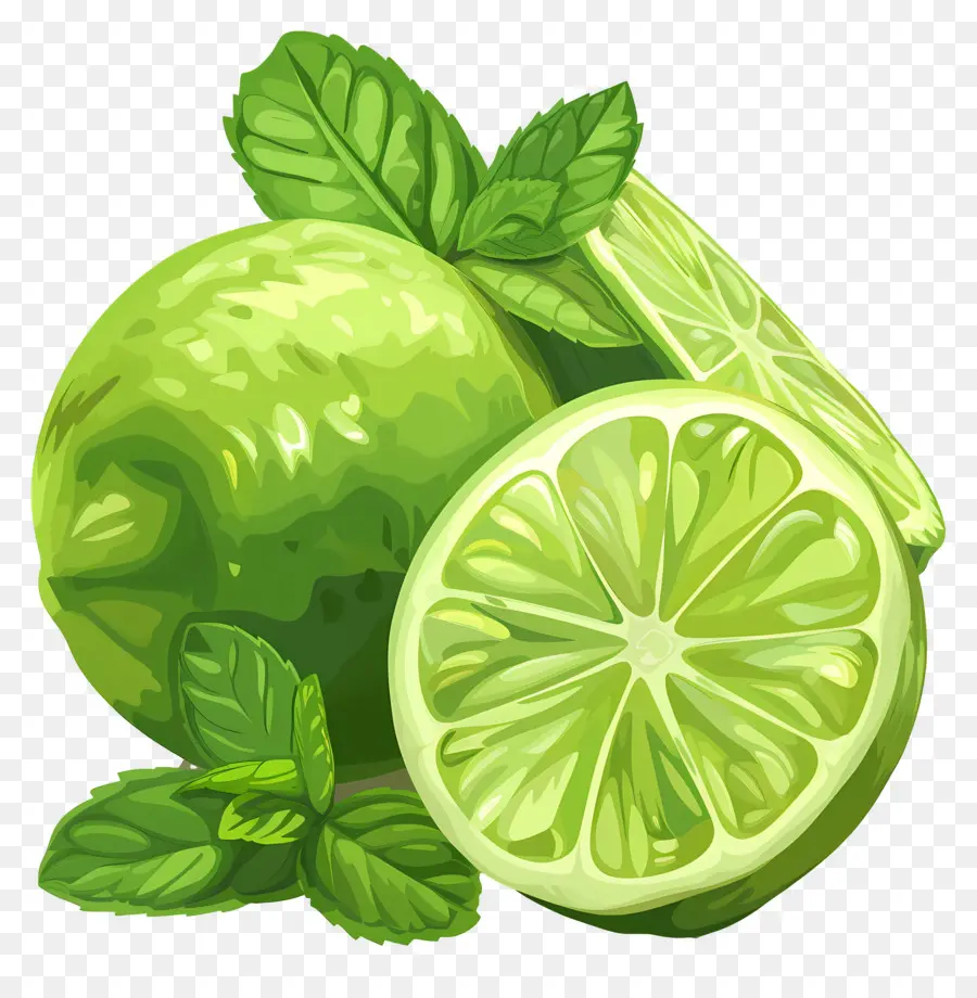 Limón Verde，Lima Y Menta PNG