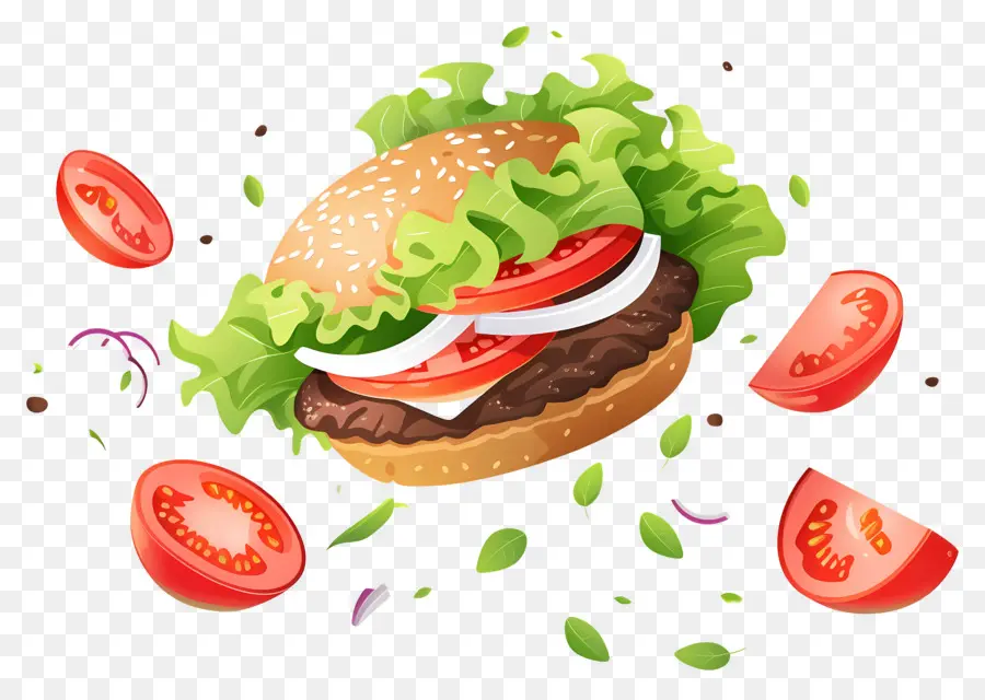 Hamburguesa Flotante，Hamburguesa Realista PNG