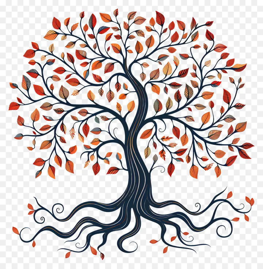 árbol De La Vida，Árbol Con Hojas Rojas PNG