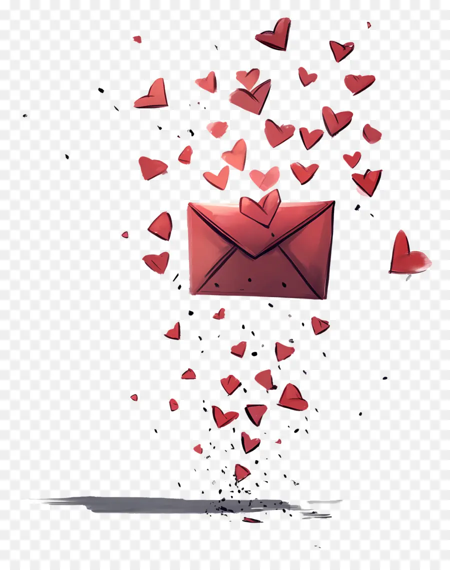 Correo De Amor，Sobre Con Corazones PNG