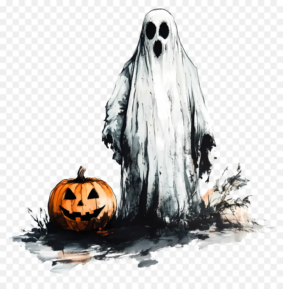 Calabaza Fantasma，Fantasma Con Calabaza PNG