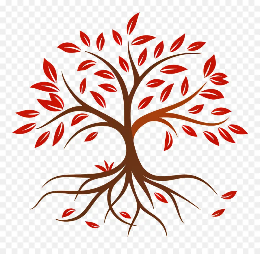 árbol De La Vida，Árbol Con Hojas Rojas PNG