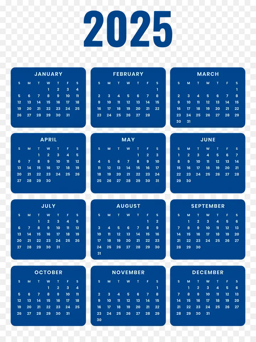 Calendario 2025，Año PNG