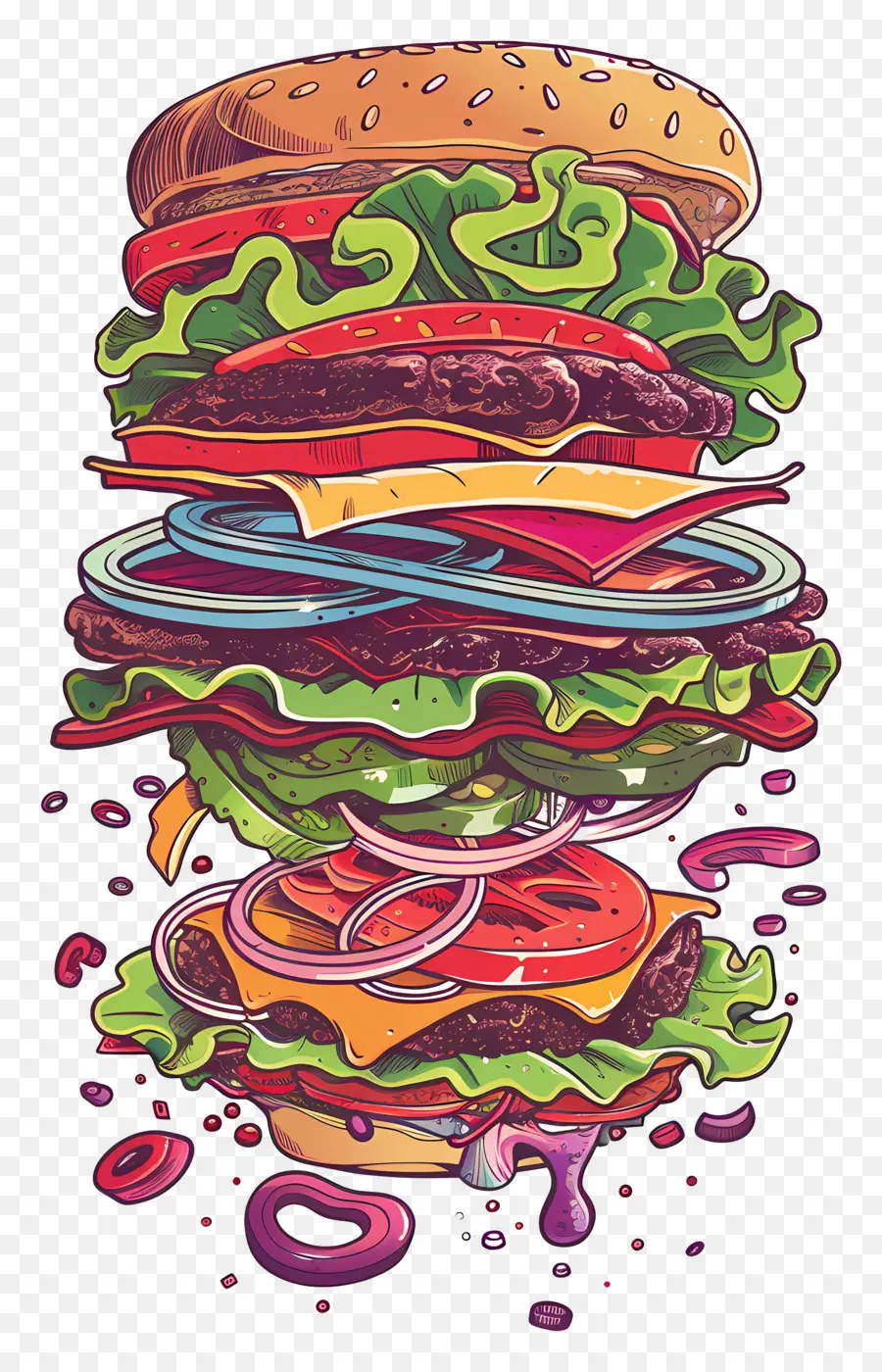 Hamburguesa Flotante，Hamburguesa Apilada PNG