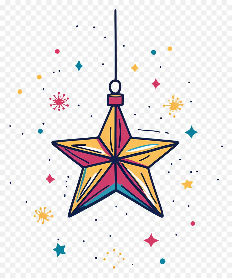 Estrella De Navidad，Adorno De Estrella Colorido PNG