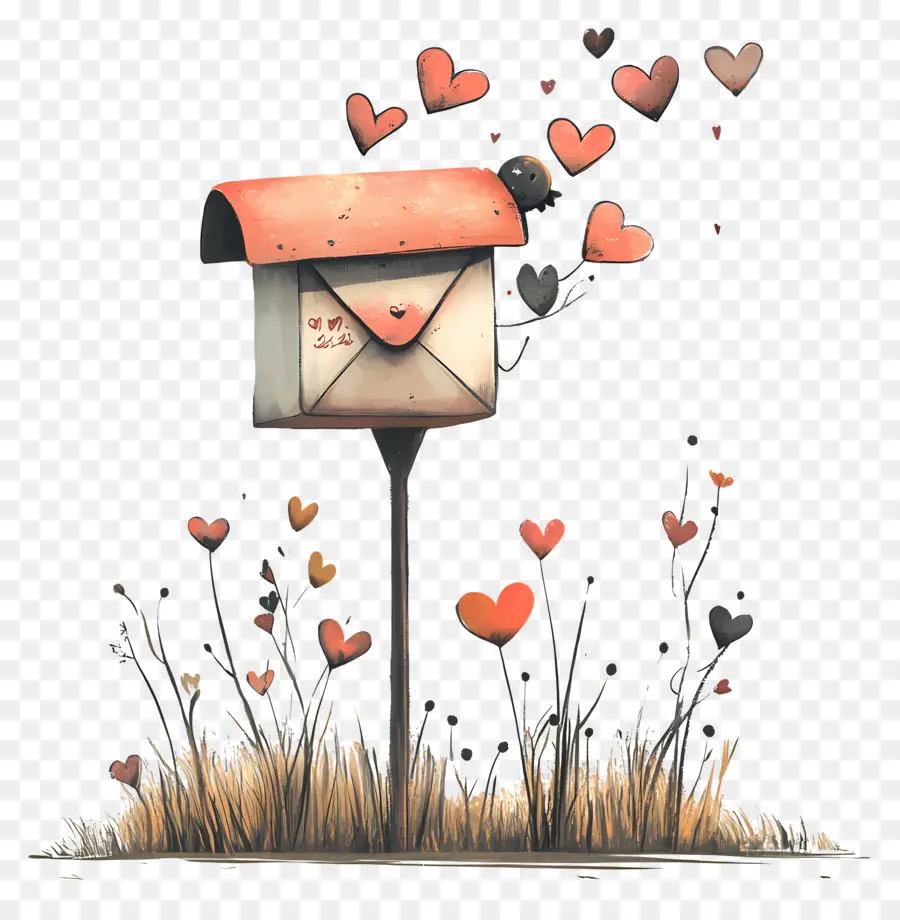 Correo De Amor，Buzón Con Corazones PNG