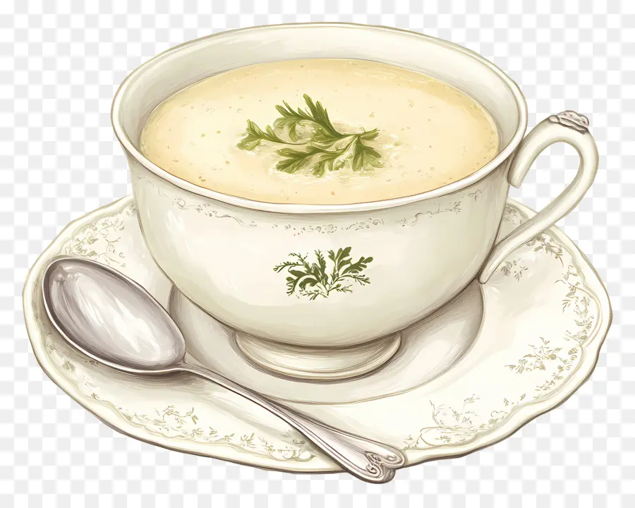 Vichyssoise，Sopa En Taza Vintage PNG