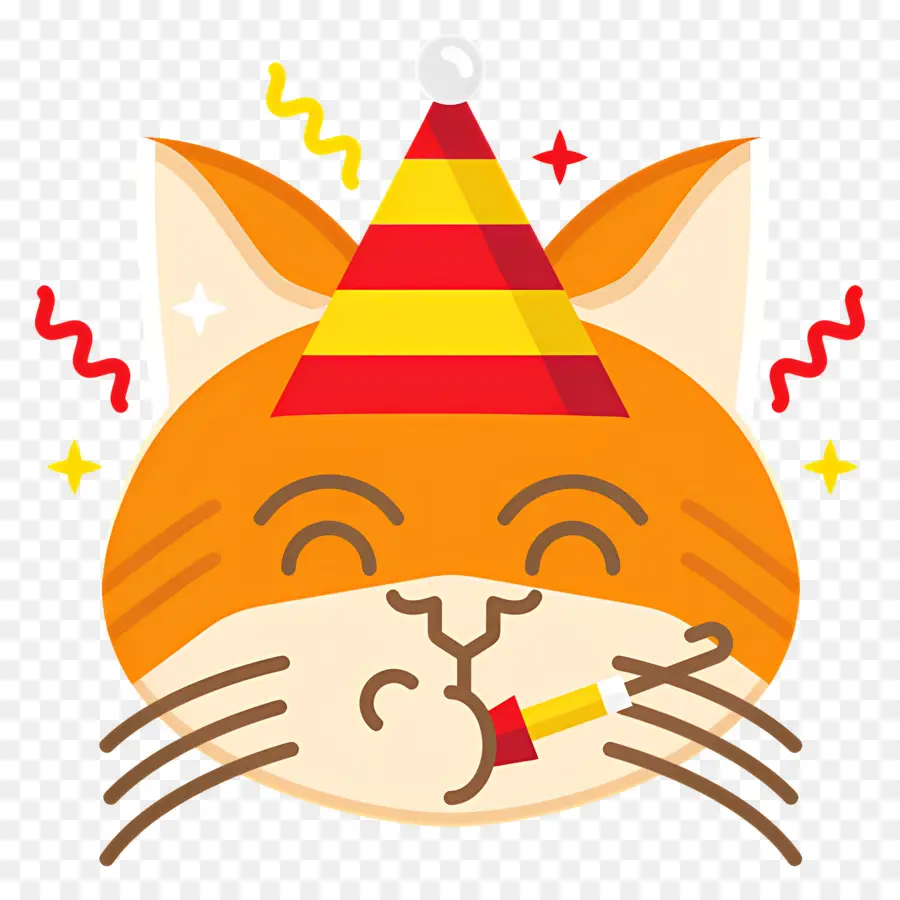 Emojis De Cumpleaños，Gato De Fiesta PNG