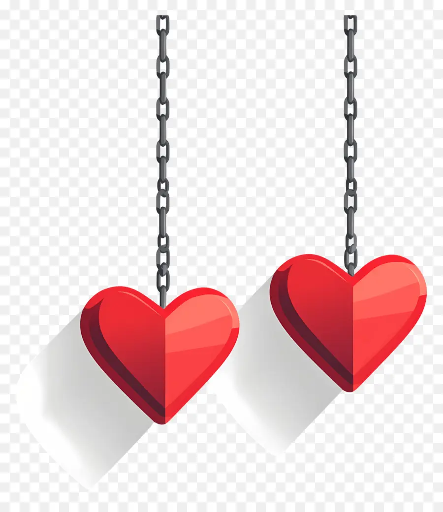 Amor Colgante，Corazones Rojos Colgantes PNG