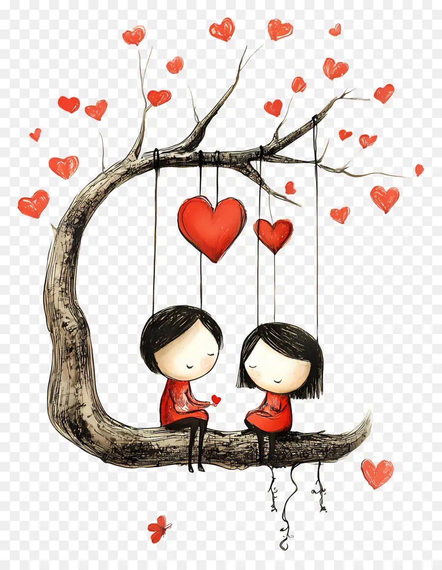 Amor Colgante，Pareja En árbol PNG