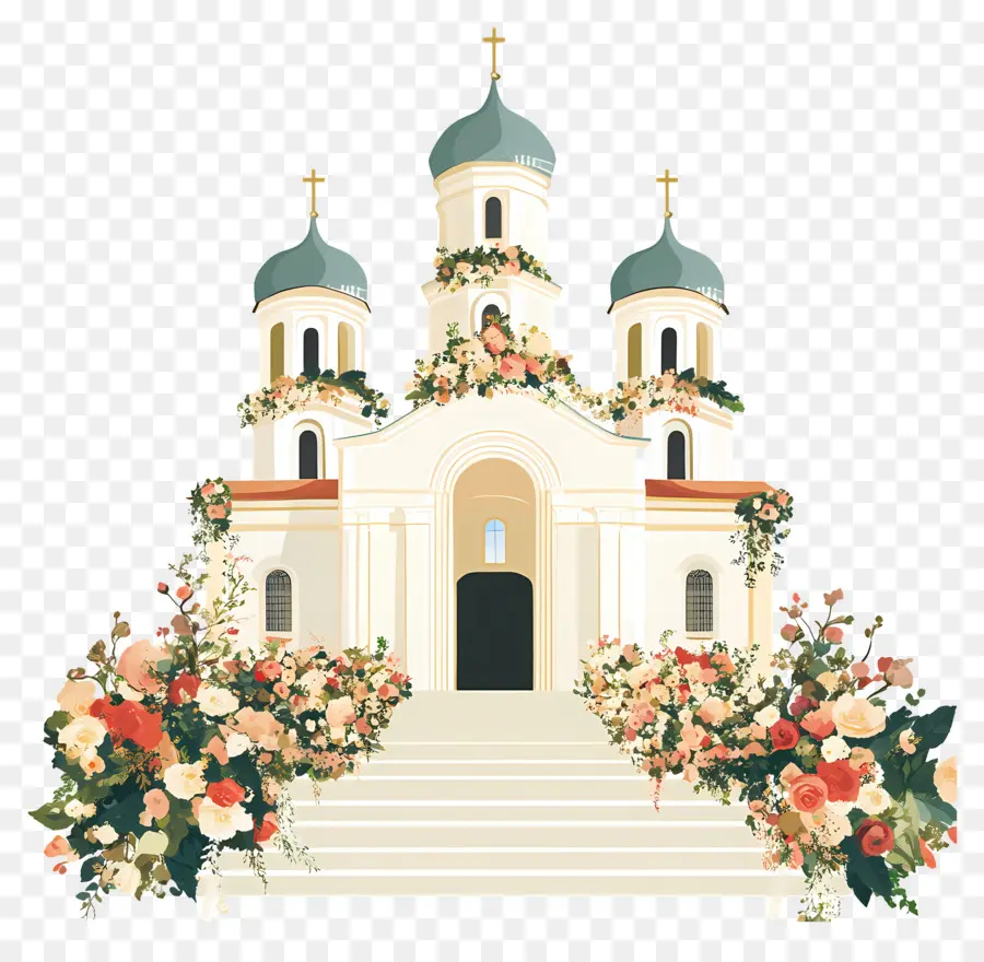 Iglesia De Boda，Iglesia Con Flores PNG