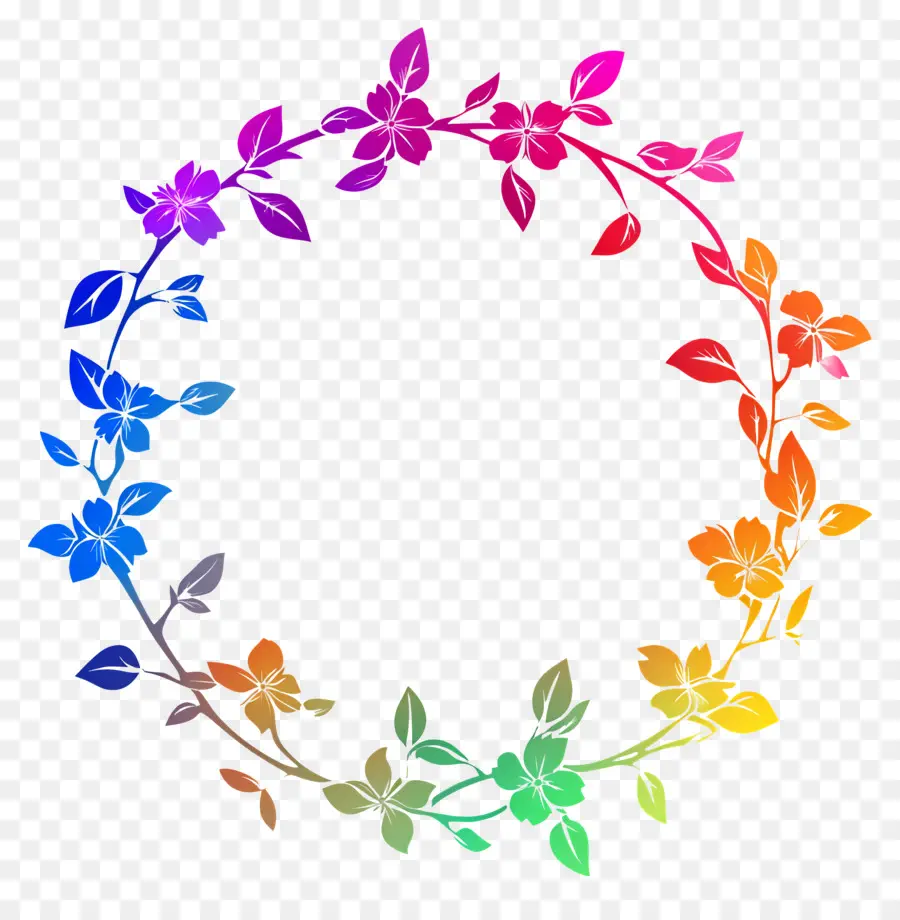 Marco De Flores，Corona Floral Arcoiris PNG