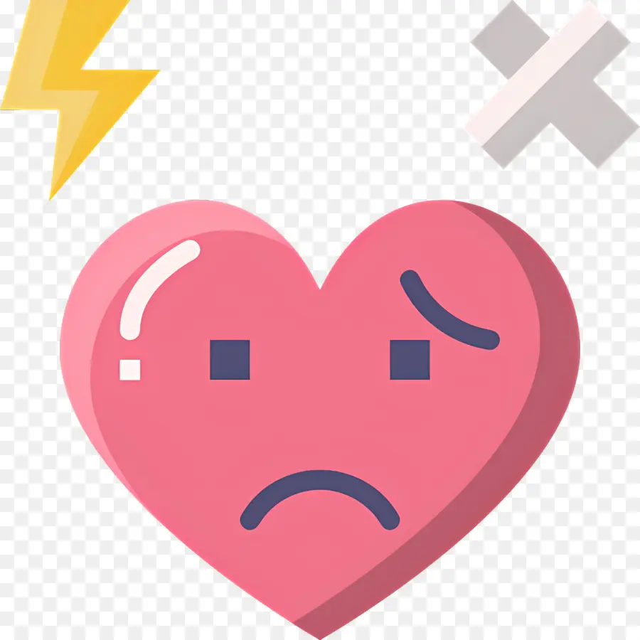 Emojis De Corazon，Corazón Triste Con Relámpago PNG