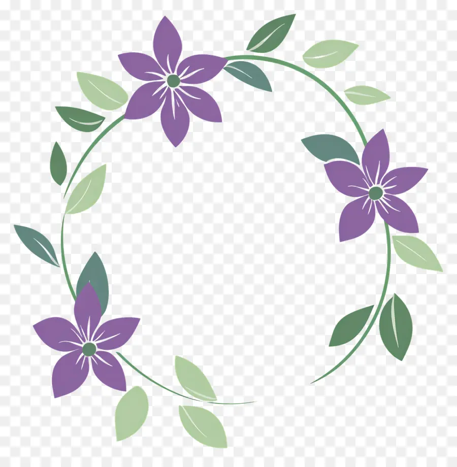 Marco De Flores，Círculo Floral Morado PNG