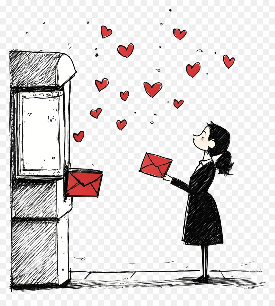 Correo De Amor，Mujer Con Cartas De Amor PNG