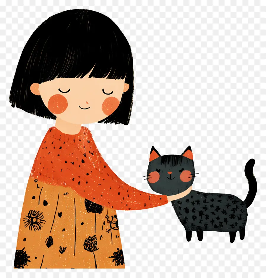 Se Agradecido，Niña Con Gato PNG