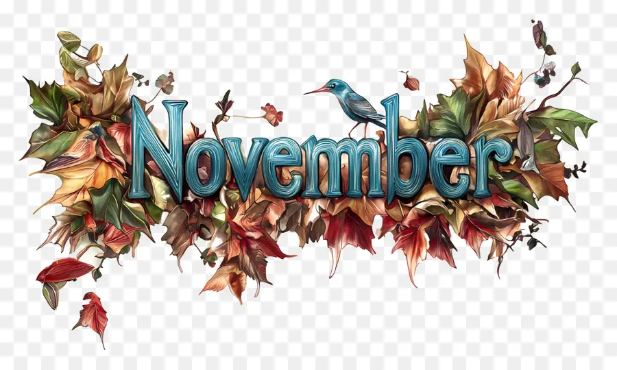 Palabra Noviembre，Hojas De Noviembre PNG