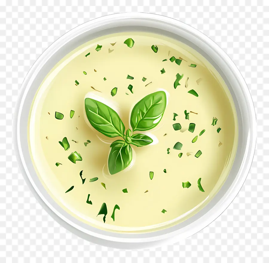 Vichyssoise，Sopa Cremosa Con Albahaca PNG