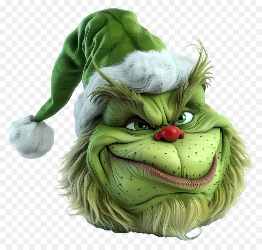 Grinch De Dibujos Animados，Personaje Verde Con Sombrero PNG